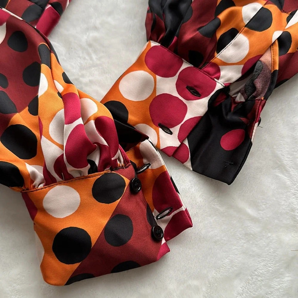 ZARA Retro 70s MIDI Dress Satin Effect Polka Dot Earth Tones, Size Small NWT - Picture 13 of 16